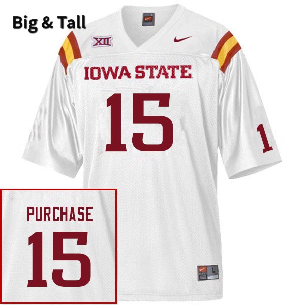 Iowa State Cyclones Men's #15 Myles Purchase Nike NCAA Authentic White Big & Tall College Stitched Football Jersey RF42Y24ZM